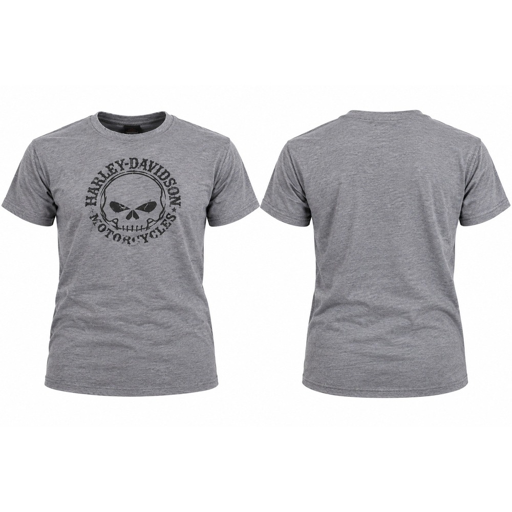 Harley-Davidson Mens Willie G Skull Graphic T-Shirt Heather Grey 3XL 99004-22VM